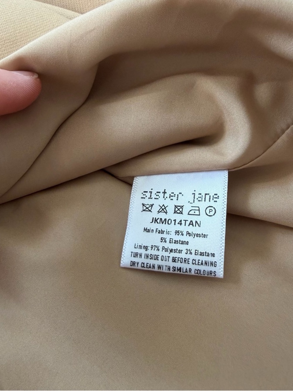 Sister Jane NWT Beige Harlow Double-Breasted Blazer w/ Brass Pearl Buttons $138 - Picture 7 of 11
